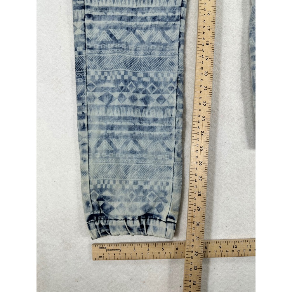 Victorious Los Angeles Mens Geometric Tribal Acid Wash Denim Joggers Blue Size L - Picture 7 of 7